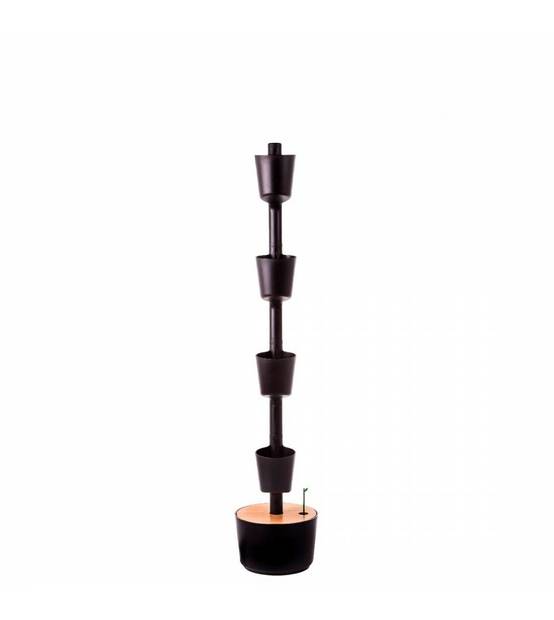 Jardinière verticale CitySens noire avec 4 pots et arrosage manuel - Image 1
