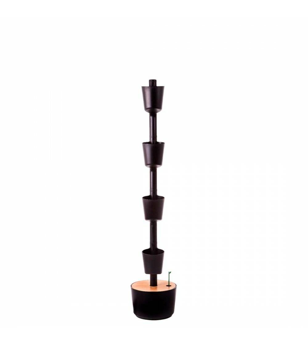 Jardinière verticale CitySens noire avec 4 pots et arrosage manuel - Image 1