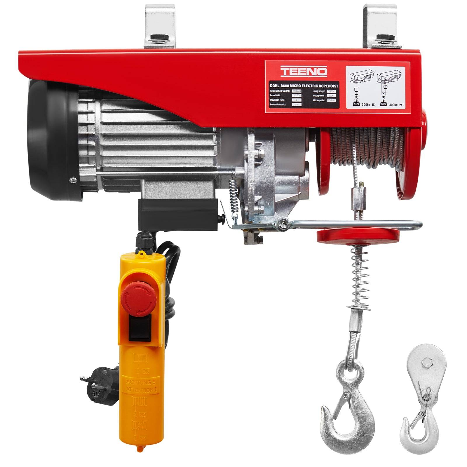 Palan électrique 1200W, 220V, Suspension Simple et Double 300KG/600KG - Image 1