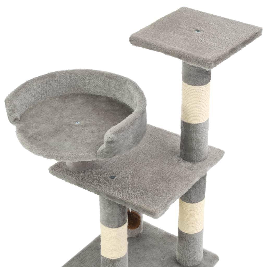 Helloshop26 - Arbre à chat griffoir grattoir niche jouet animaux peluché en sisal 65 cm gris - Image 3