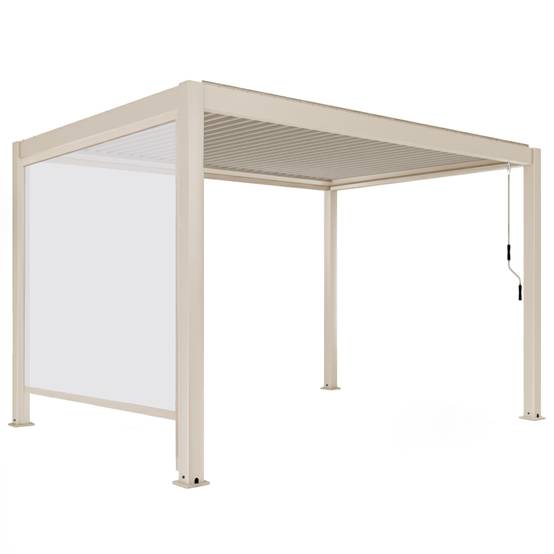 Oviala - Pergola bioclimatique autoportée 3x4m et 1 store bois crème Athenes - Oviala - Image 2