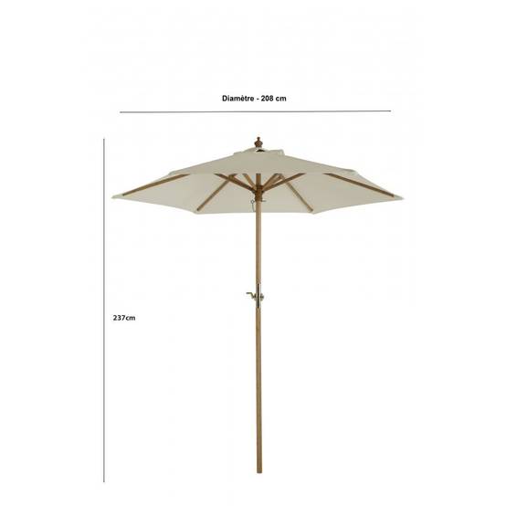 Parasol droit REVA rond diamètre 2m - toile beige clair Beau Rivage - Image 3