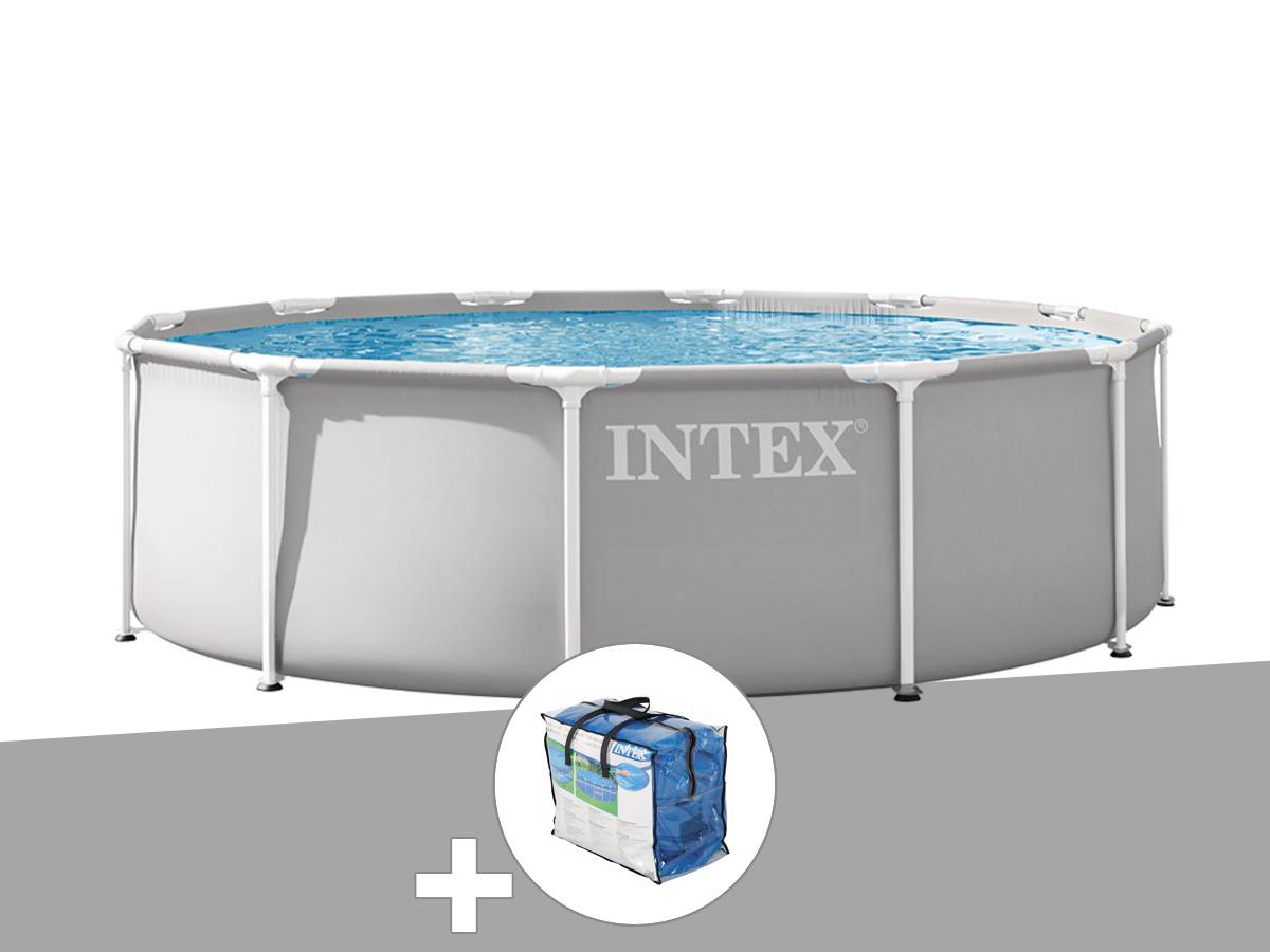 Kit piscine tubulaire Intex Prism Frame ronde 3,05 x 0,76 m + Bâche à bulles - Image 1