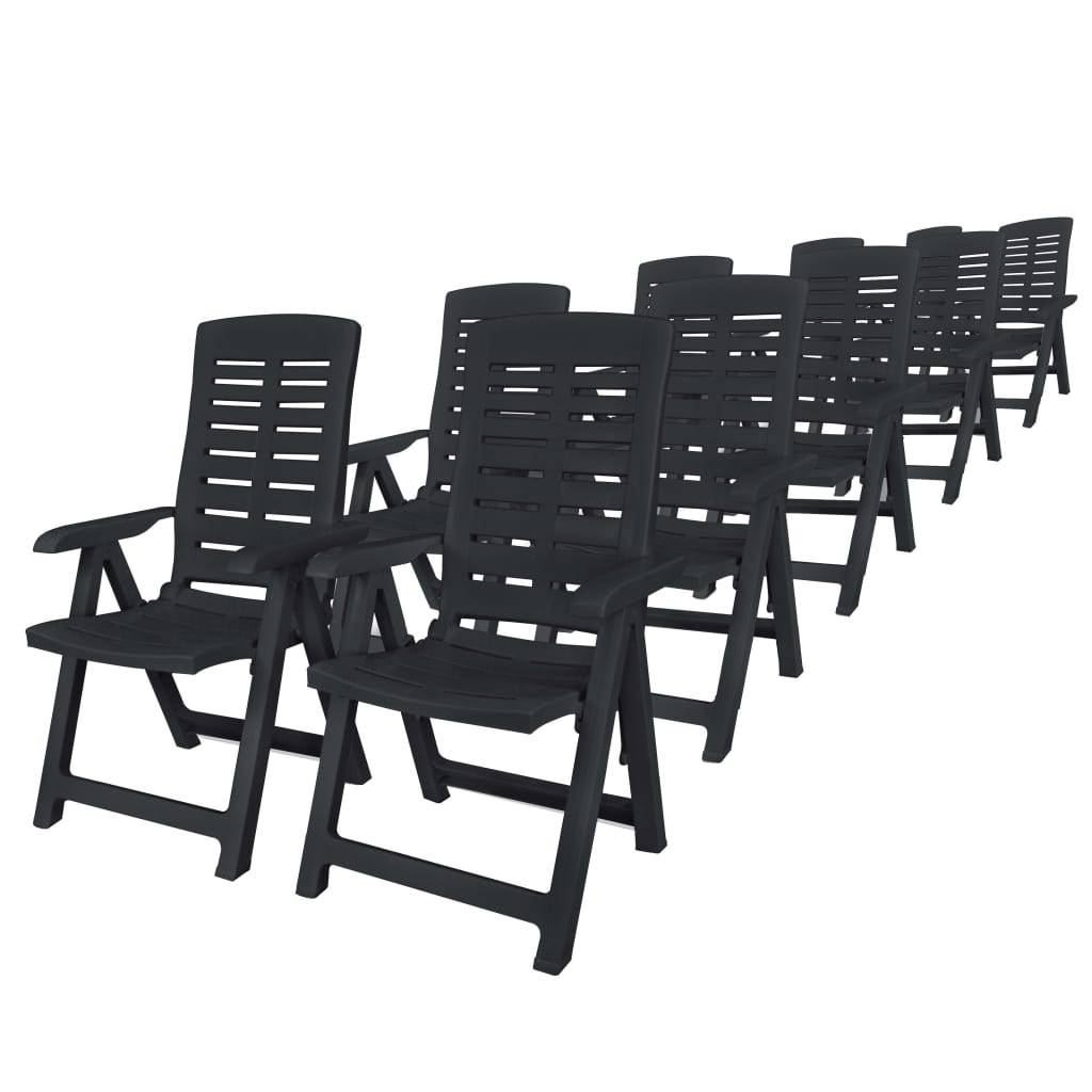 Ensemble Repas Extérieur 10 Personnes Plastique Chaises Pliables Jardin Anthracite – ComfortXL Outdoor Living - Image 2