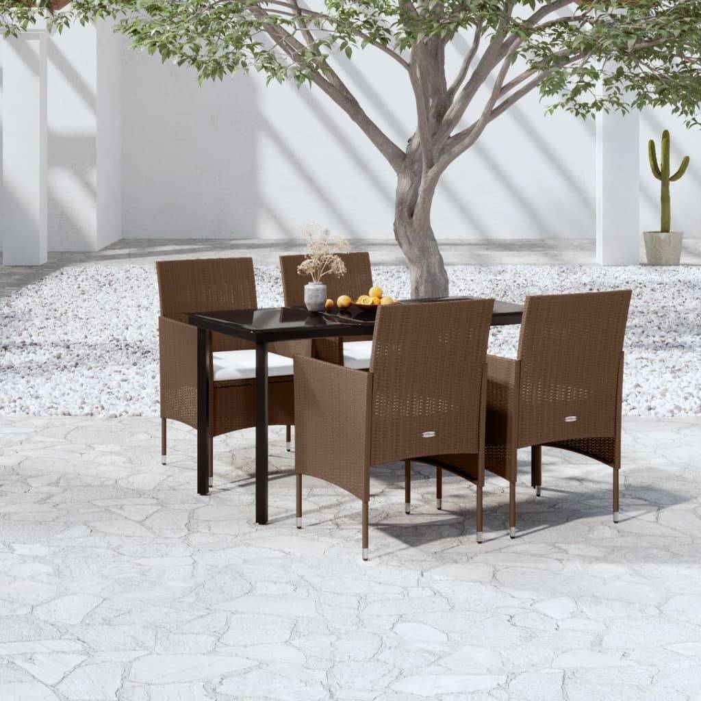ComfortXL - Table et Chaises de Jardin 4 Pers Résine Tressée Acier Extérieur Marron 5 pcs – ComfortXL Outdoor Living - Image 1