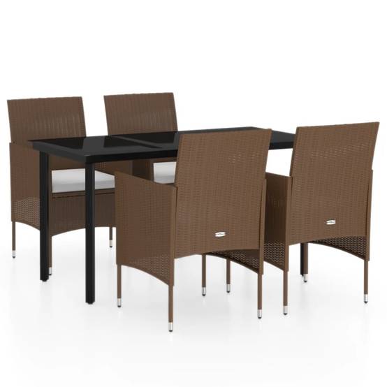 ComfortXL - Table et Chaises de Jardin 4 Pers Résine Tressée Acier Extérieur Marron 5 pcs – ComfortXL Outdoor Living - Image 2