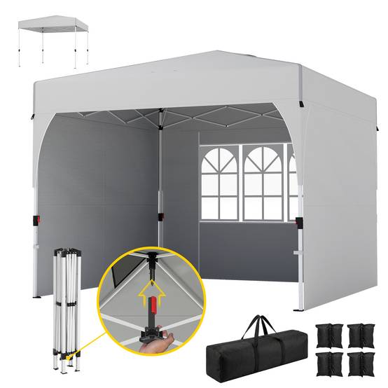 Tente de réception pliante Oxford pour pique-niques 3 parois amovibles 3x3m crème - ComfortXL Outdoor Living - Image 2