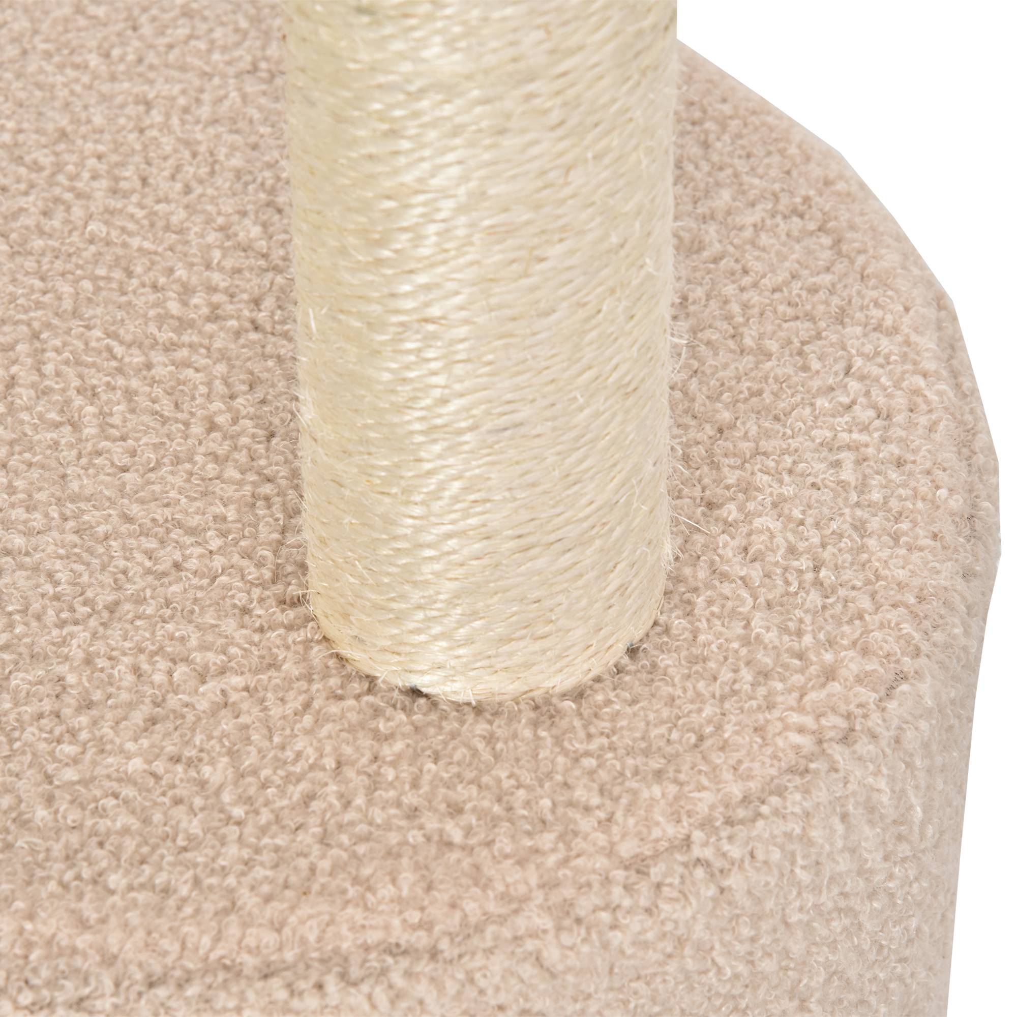 Arbre à chat à griffer, hauteur 148 cm, avec poteaux en sisal, plateformes, maisonnette et balle suspendue, beige - Image 9