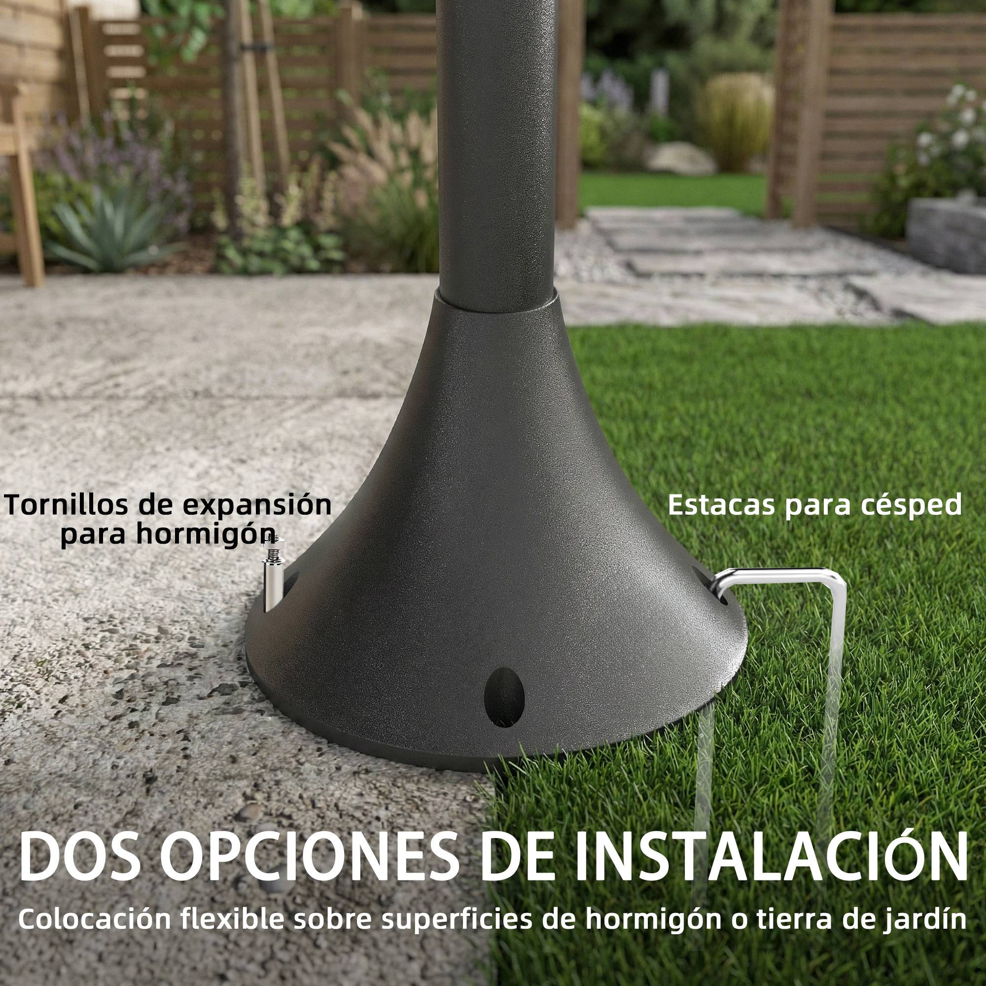 Lampadaire solaire extérieur en aluminium, 3 têtes, allumage/extinction automatique, IP44, 40 x 34,5 x 188 cm, noir - Image 9
