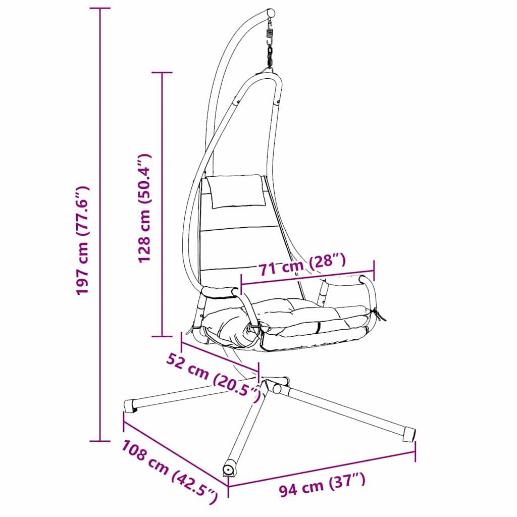 Chaise Œuf Suspendue Pliable Gain de Place Structure Acier et Coussin Polyester pour Balcon ou Salon Anthracite – ComfortXL Outdoor Living - Image 9