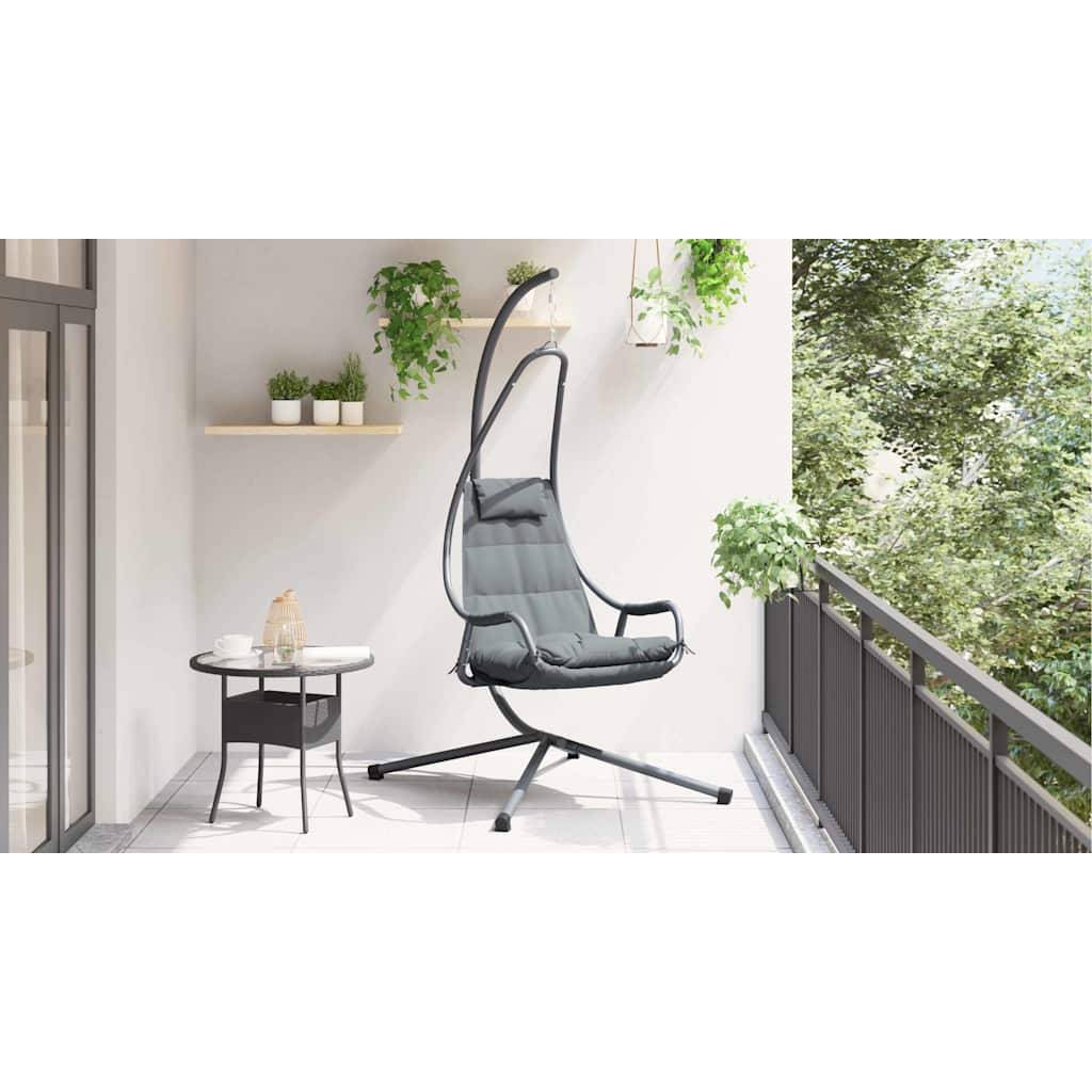 Chaise Œuf Suspendue Pliable Gain de Place Structure Acier et Coussin Polyester pour Balcon ou Salon Anthracite – ComfortXL Outdoor Living - Image 4
