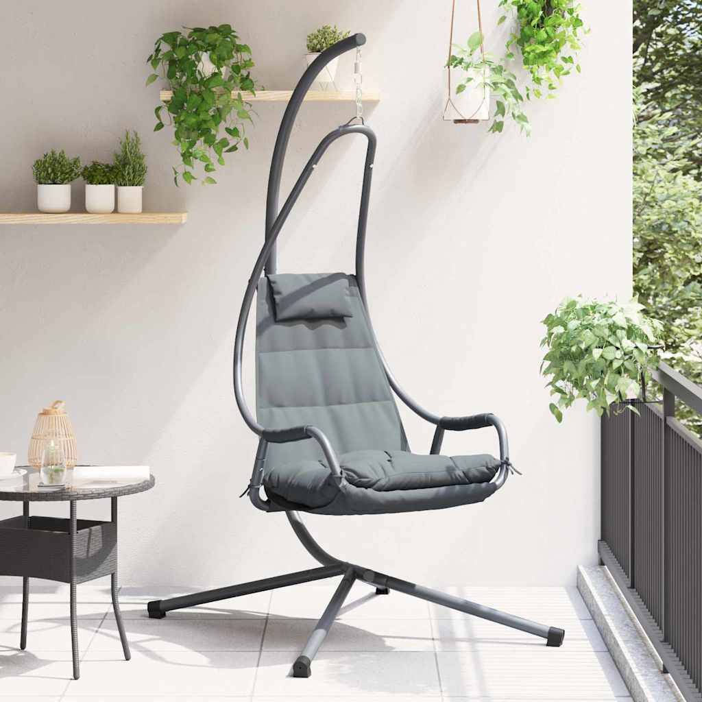 Chaise Œuf Suspendue Pliable Gain de Place Structure Acier et Coussin Polyester pour Balcon ou Salon Anthracite – ComfortXL Outdoor Living - Image 1