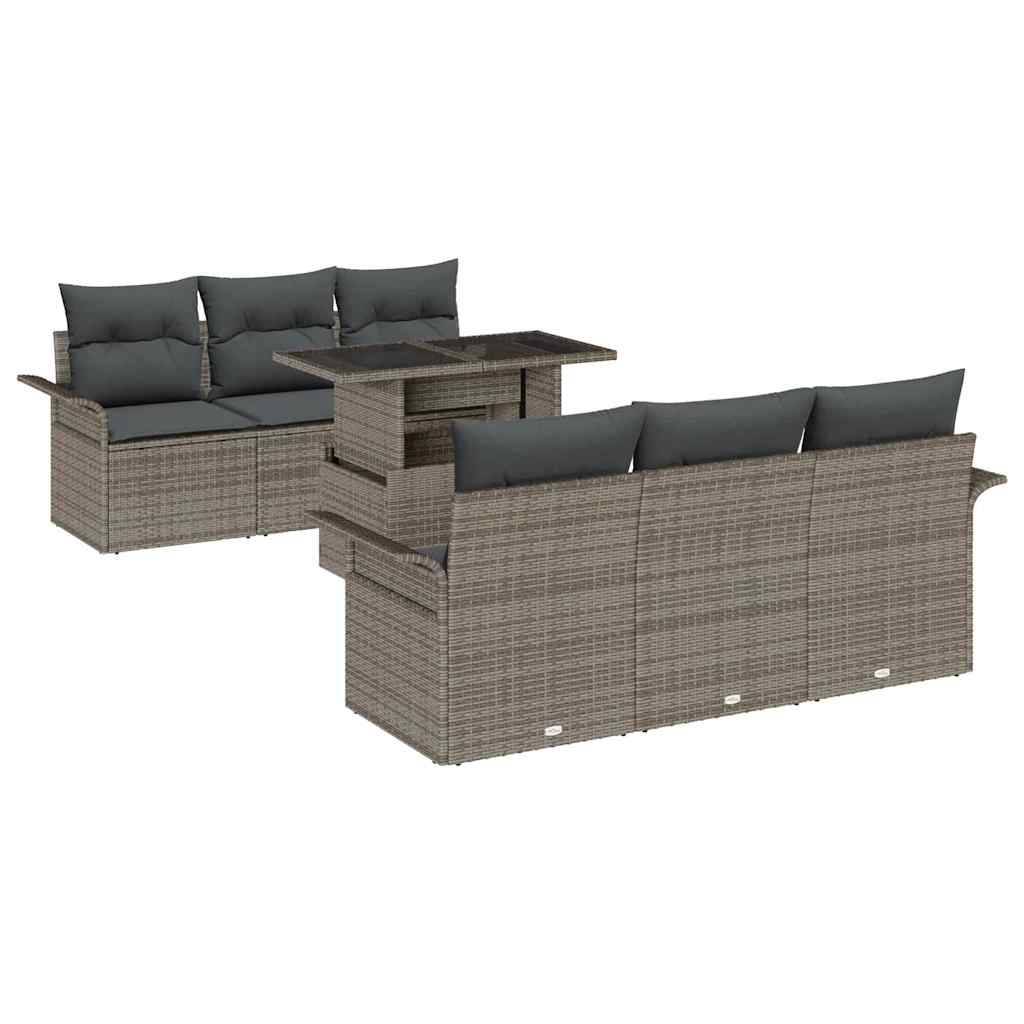 Salon de Jardin 6 Places Poly Rotin Modulable Ensemble Canapés et Table Basse Verre Gris – ComfortXL Outdoor Living - Image 2