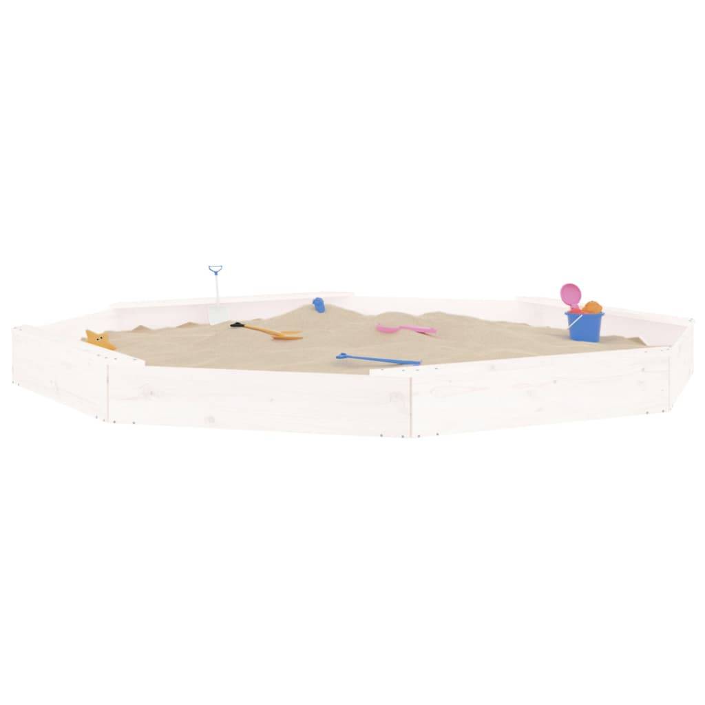 Bac à sable - Maison de jeu pour enfants avec sièges blanc octogone bois de pin massif-JU12097 - Image 3