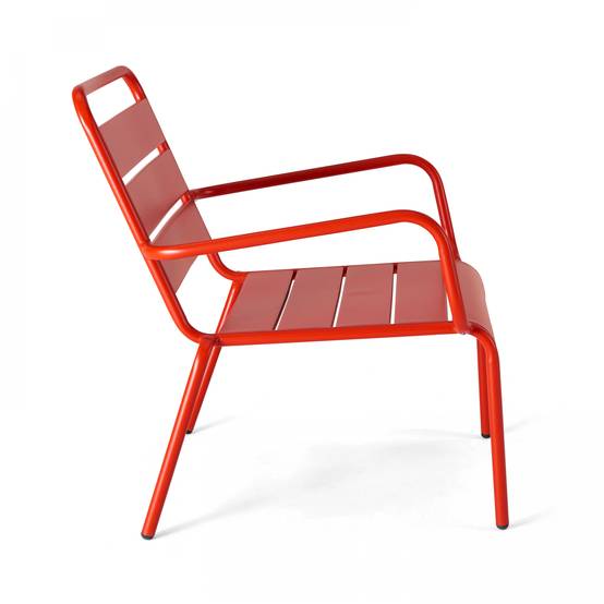 Oviala - Fauteuil de jardin bas relax acier rouge Palavas - Oviala - Image 4