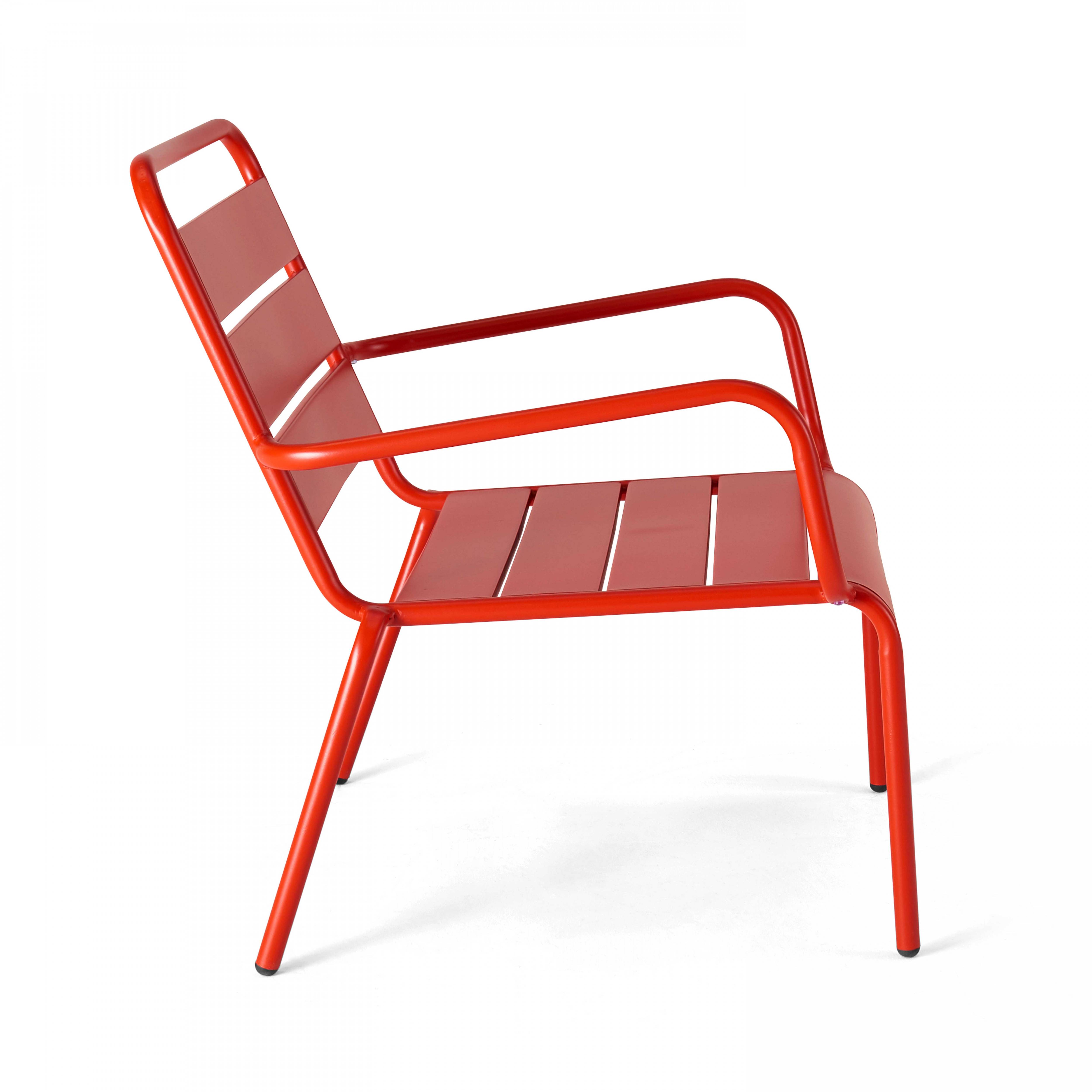 Oviala - Fauteuil de jardin bas relax acier rouge Palavas - Oviala - Image 4