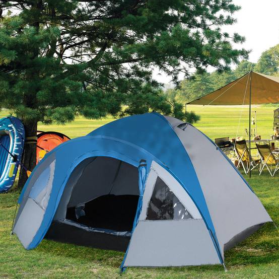 Tente de camping polyester bleu marine 300 x 250 x 130 cm - PANGIVO - Image 3