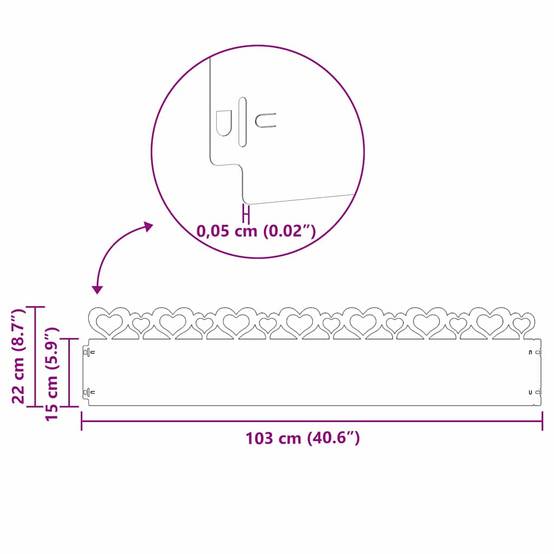 Bordure de pelouse acier inox extérieur séparation allées 103x22cm argent 20pcs - ComfortXL Outdoor Living - Image 10