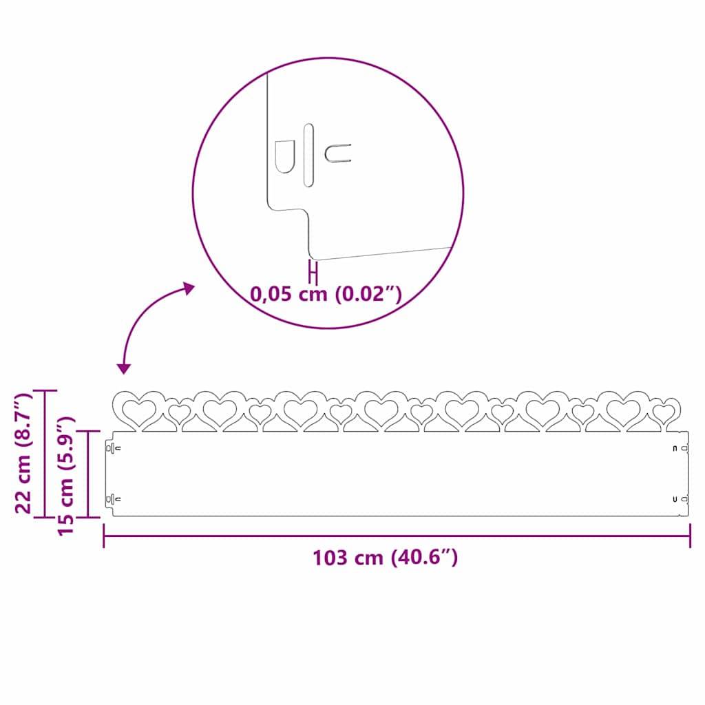 Bordure de pelouse acier inox extérieur séparation allées 103x22cm argent 20pcs - ComfortXL Outdoor Living - Image 10