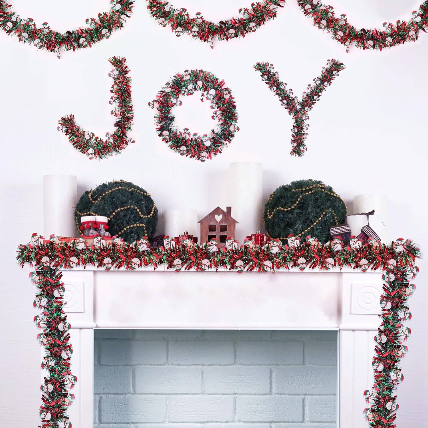 Guirlande de Noël bonhomme de neige pour sapin de Noël, intérieur ou extérieur, cheminée, décoration de fête (5 pièces, 2 mètres chacune) - Image 4