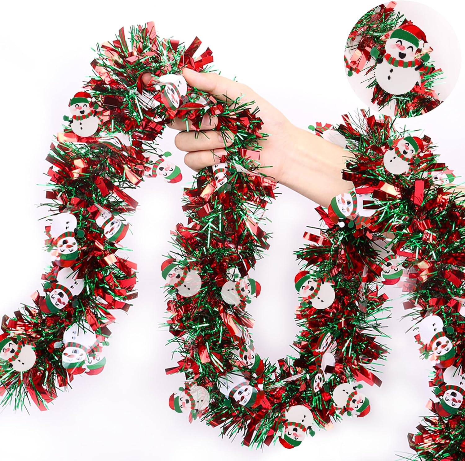 Guirlande de Noël bonhomme de neige pour sapin de Noël, intérieur ou extérieur, cheminée, décoration de fête (5 pièces, 2 mètres chacune) - Image 1