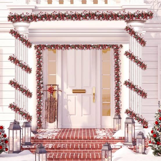 Guirlande de Noël bonhomme de neige pour sapin de Noël, intérieur ou extérieur, cheminée, décoration de fête (5 pièces, 2 mètres chacune) - Image 6