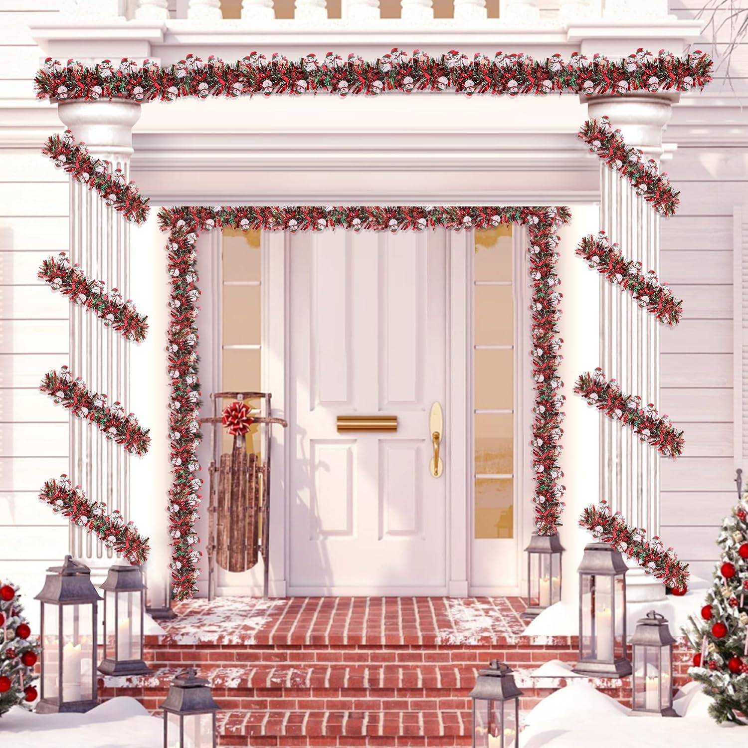 Guirlande de Noël bonhomme de neige pour sapin de Noël, intérieur ou extérieur, cheminée, décoration de fête (5 pièces, 2 mètres chacune) - Image 6