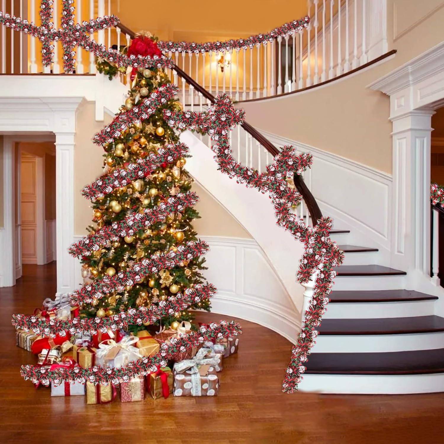 Guirlande de Noël bonhomme de neige pour sapin de Noël, intérieur ou extérieur, cheminée, décoration de fête (5 pièces, 2 mètres chacune) - Image 3