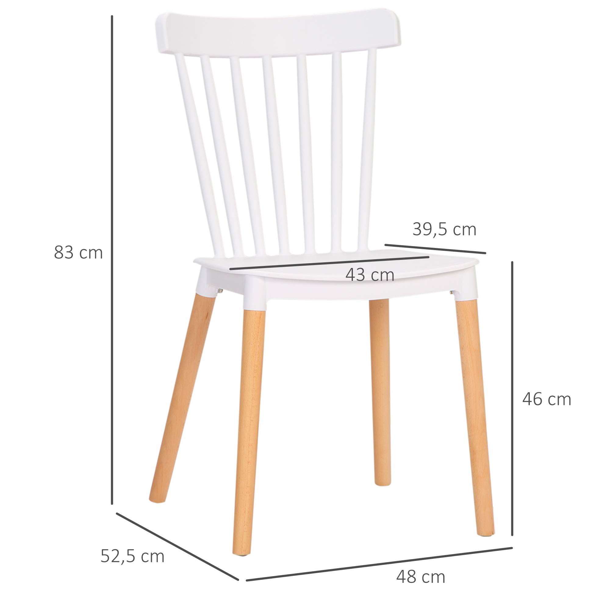 Lot de 4 chaises style scandinave dossier haut assise en polypropylène pieds en hêtre 48 x 52,5 x 83 cm blanc - Image 5