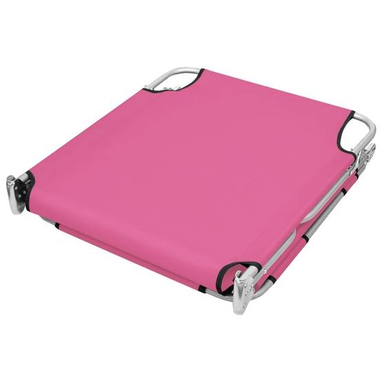 Helloshop26 - Transat chaise longue bain de soleil lit de jardin terrasse meuble d'extérieur pliable avec coussin de tête acier rose magento - Image 4