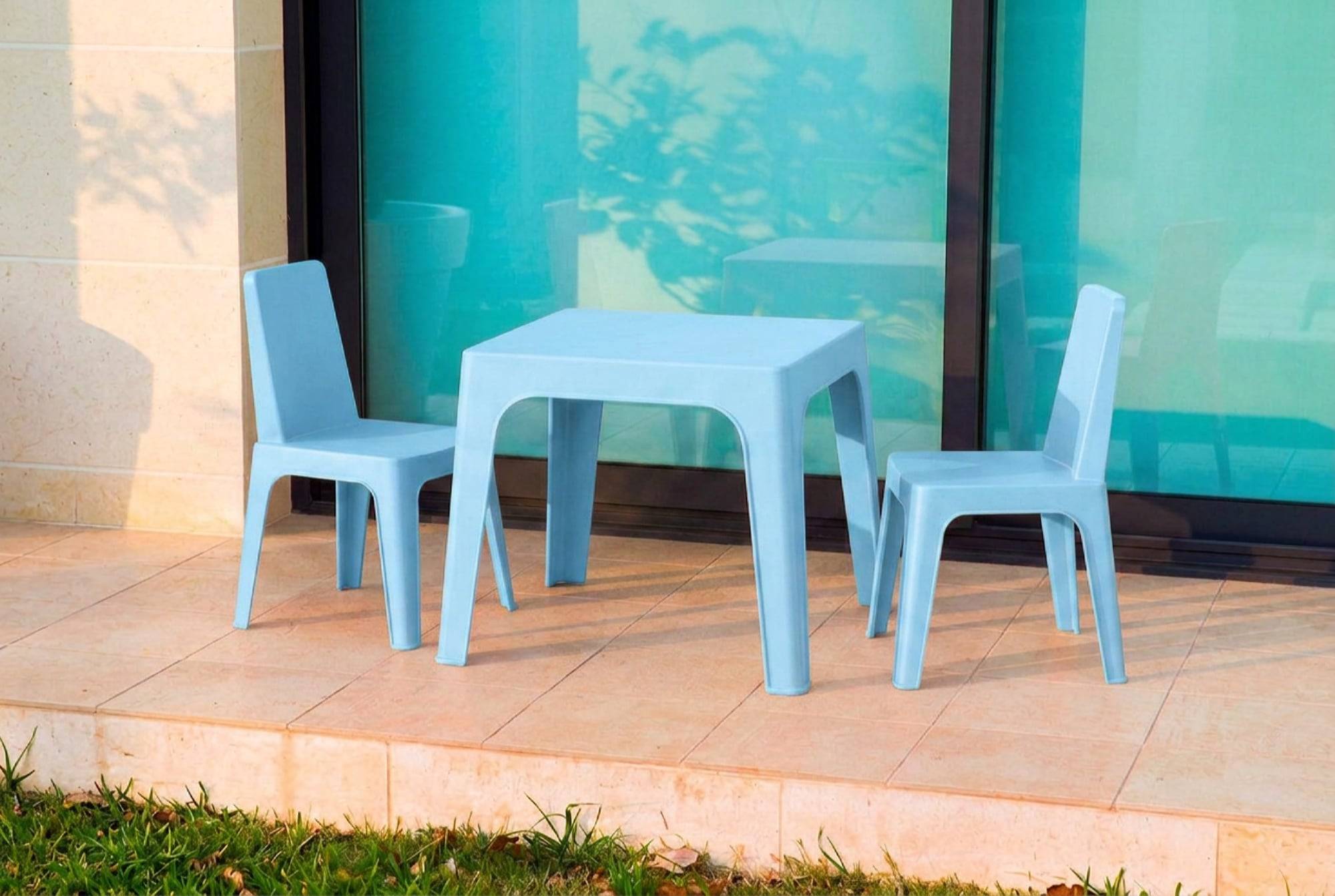 Garbar - Chaises et table pour enfants Julieta garbar plastique bleu (Lot de 2+1) - Image 2