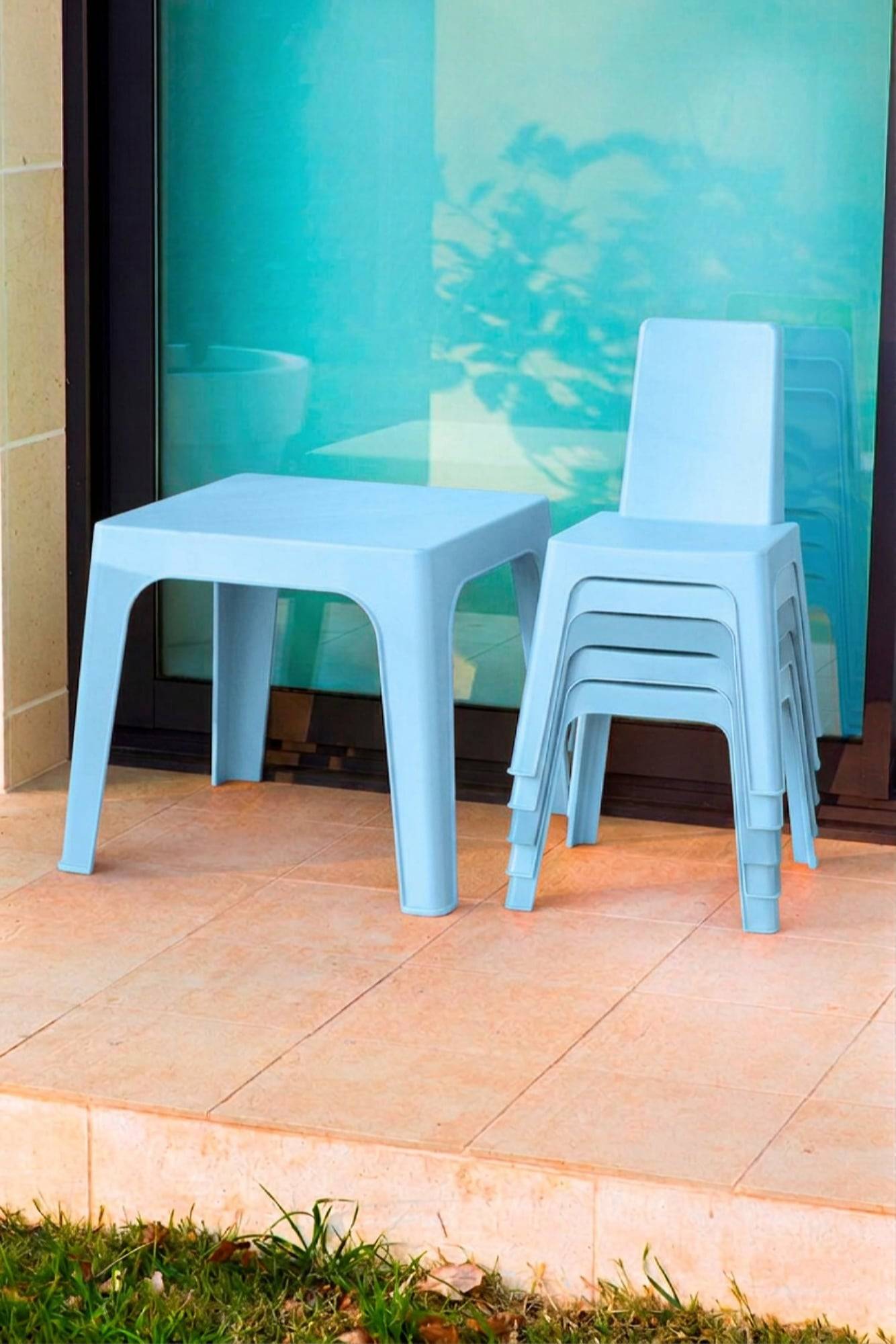Garbar - Chaises et table pour enfants Julieta garbar plastique bleu (Lot de 2+1) - Image 3