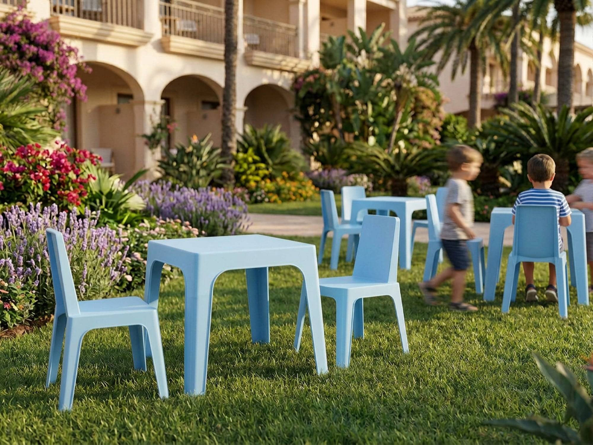 Garbar - Chaises et table pour enfants Julieta garbar plastique bleu (Lot de 2+1) - Image 5