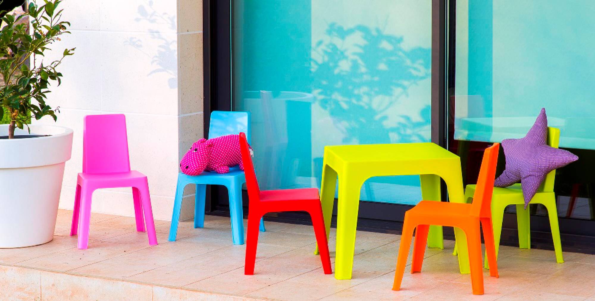 Garbar - Chaises et table pour enfants Julieta garbar plastique bleu (Lot de 2+1) - Image 7