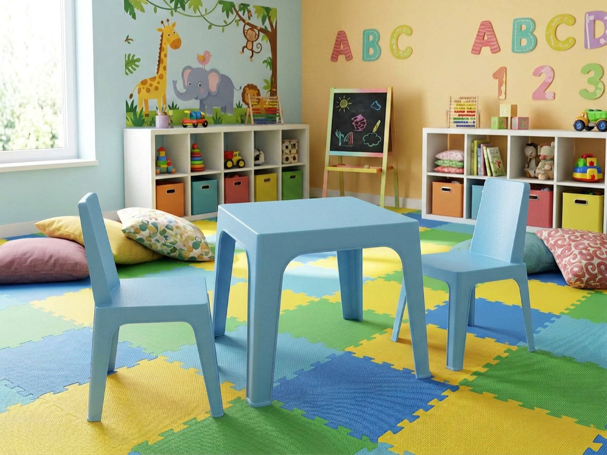 Garbar - Chaises et table pour enfants Julieta garbar plastique bleu (Lot de 2+1) - Image 4