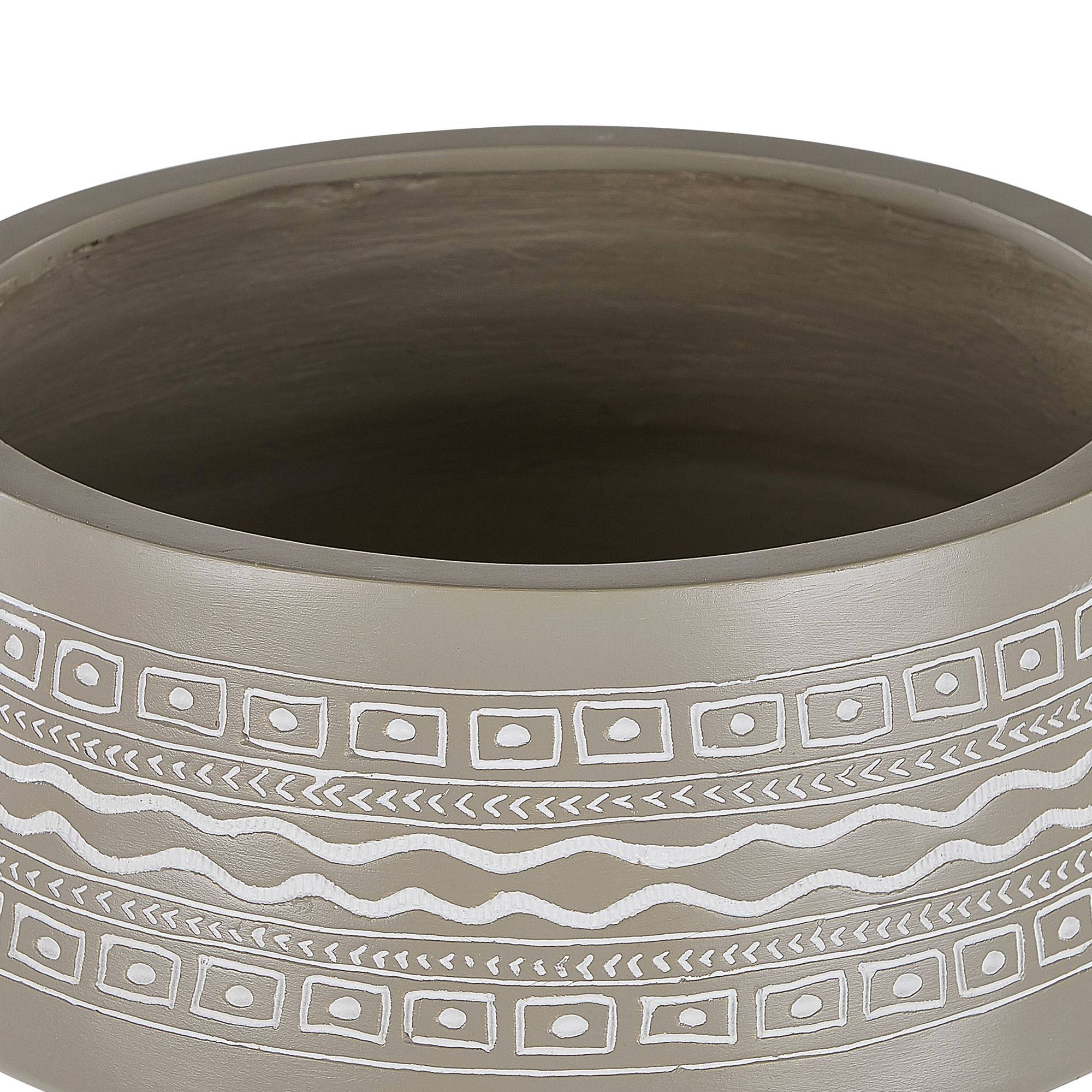 Beliani - Cache-Pot Support Plantes Beige Taupe avec 3 Pieds en Bois 35 cm de Diamètre Motif Ethnique Peint à la Main pour Extérieur et Intérieur Beliani - Image 4