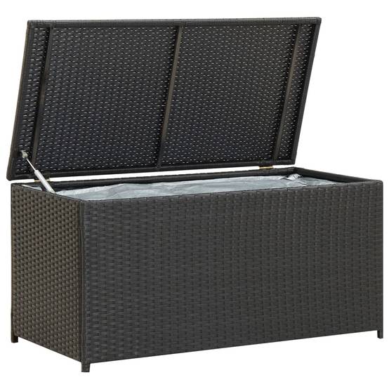 Coffre boîte meuble de jardin rangement résine tressée 100 x 50 x 50 cm noir - Image 1