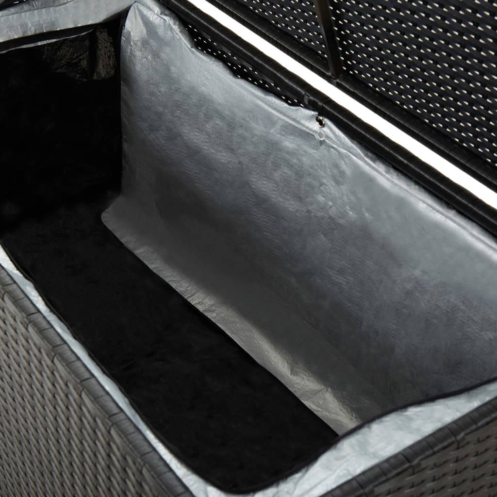 Coffre boîte meuble de jardin rangement résine tressée 100 x 50 x 50 cm noir - Image 5