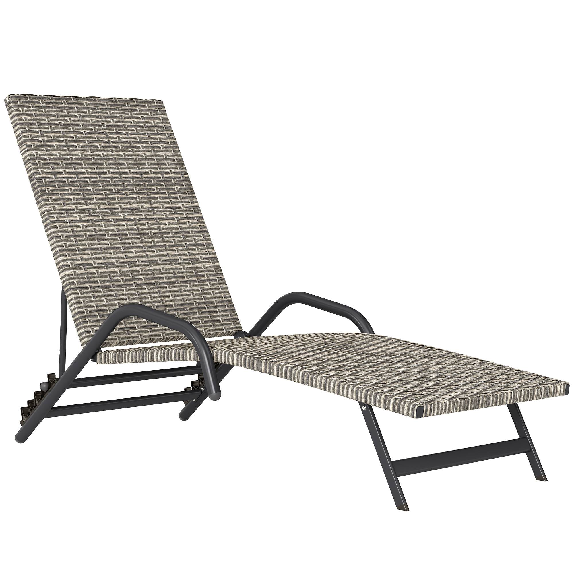 Bain de soleil chaise longue en résine tressée inclinable réglable - 156x62x96cm Marron fr16 - Image 1
