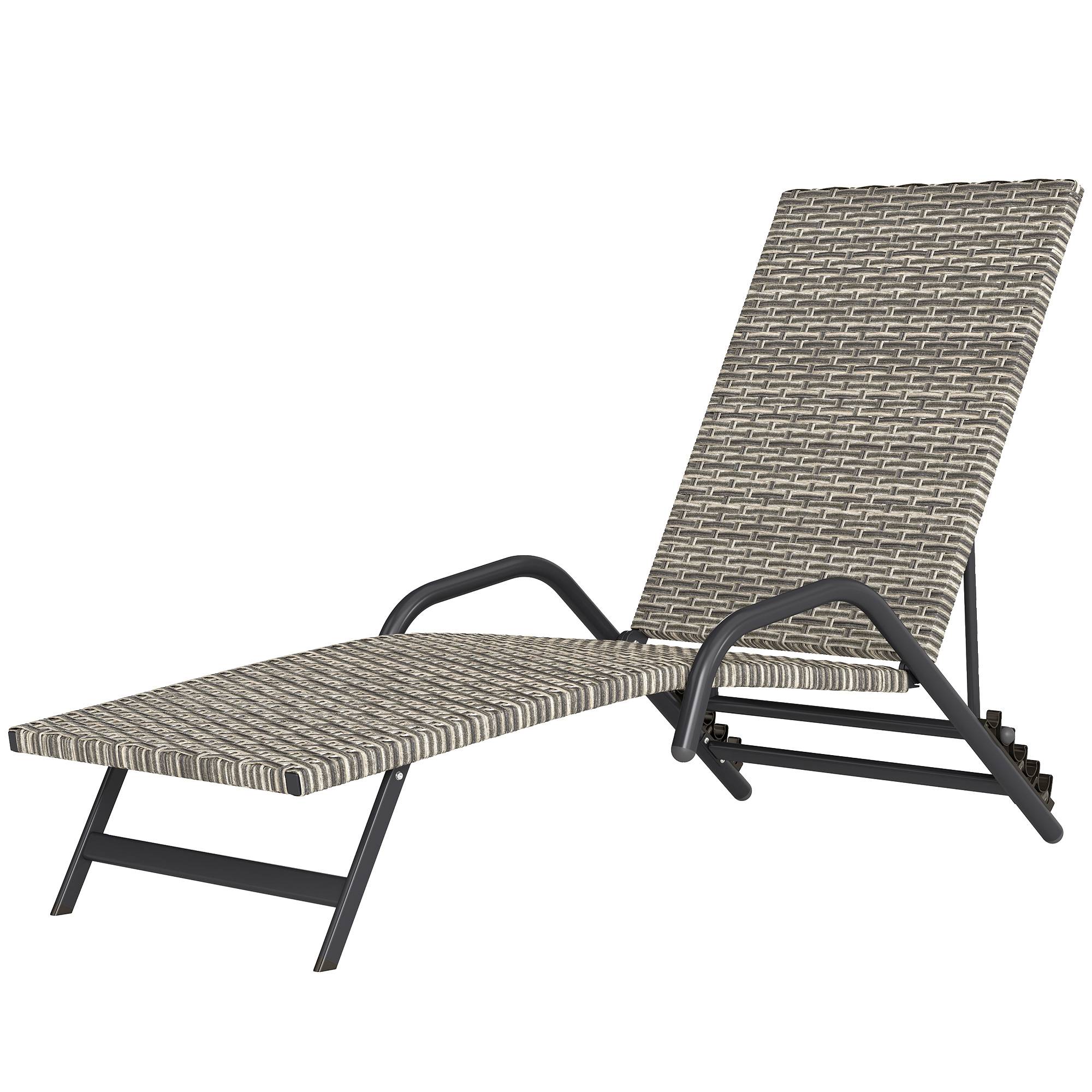 Bain de soleil chaise longue en résine tressée inclinable réglable - 156x62x96cm Marron fr16 - Image 2