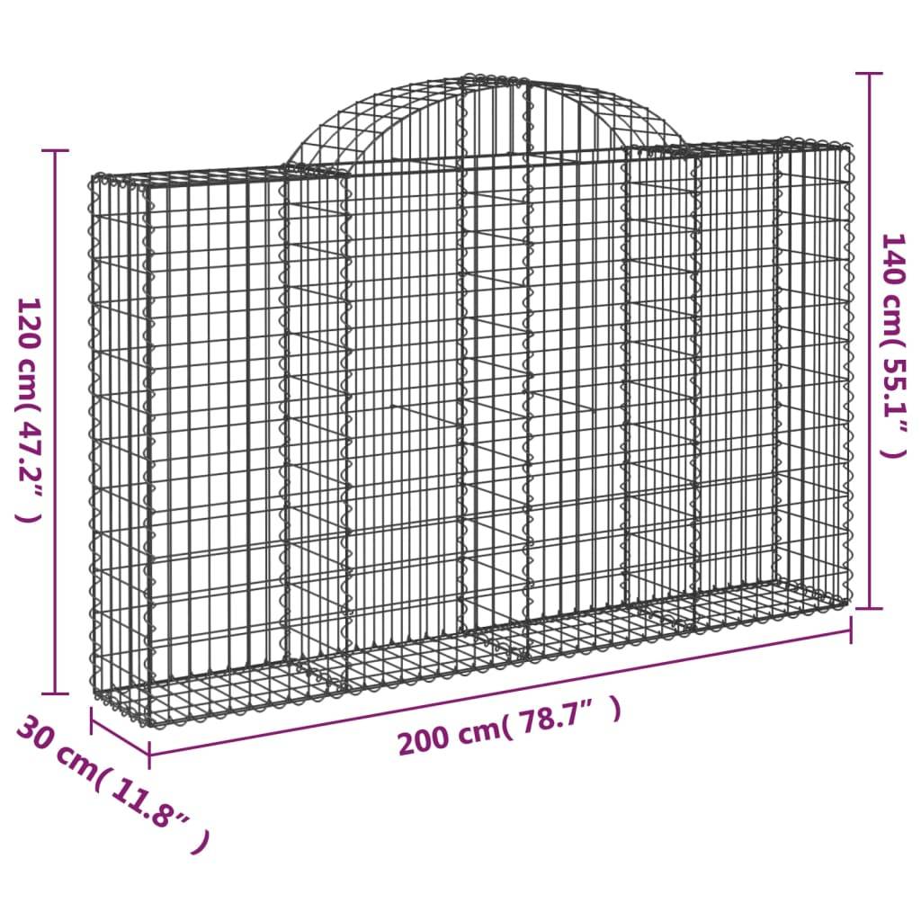 Vidaxl - Panier de gabions arqué 200x30x120/140 cm Fer galvanisé vidaXL 153486 - Image 3