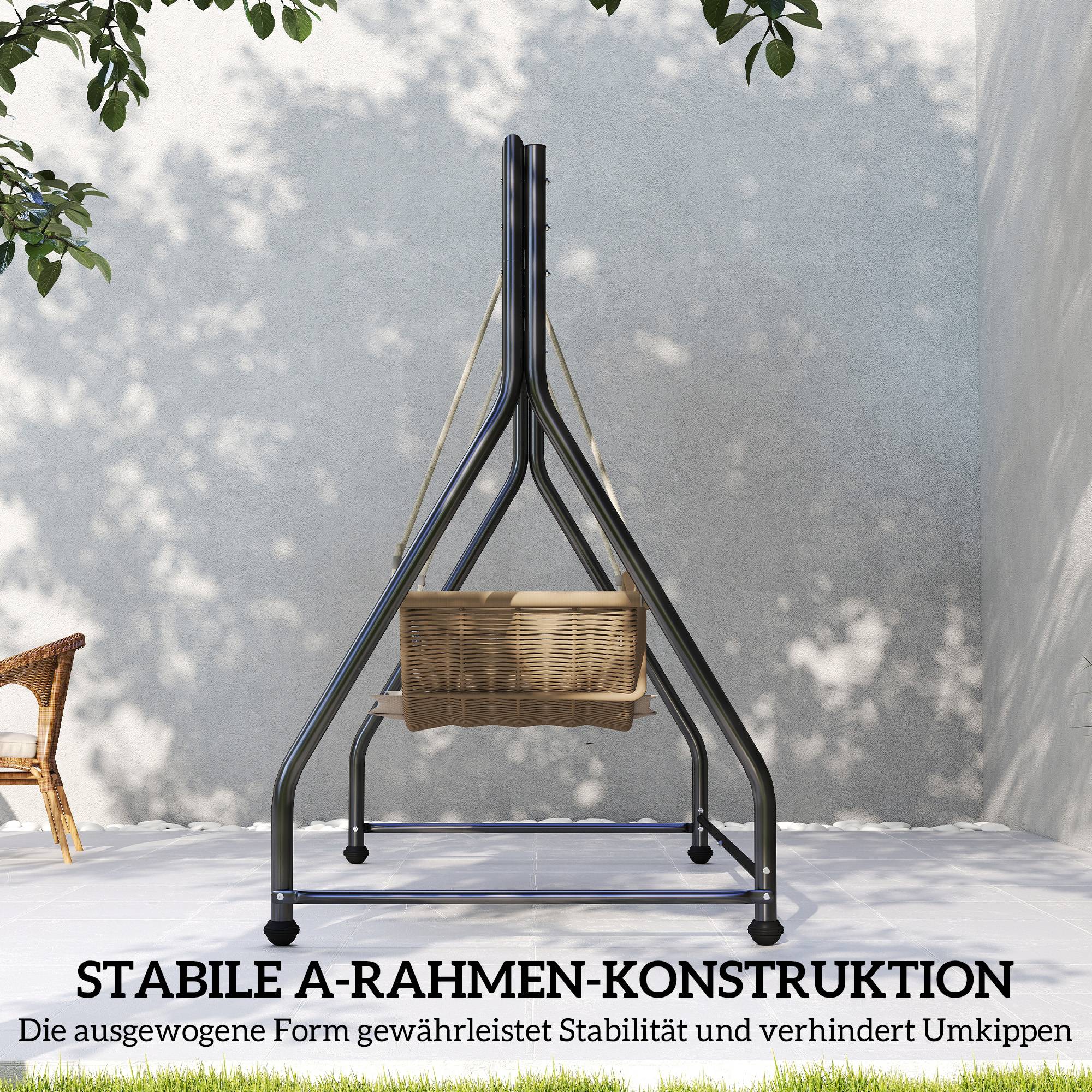 Structure pour balancelle 2 à 3 places acier jardin cadre en A 210cm noir - ComfortXL Outdoor Living - Image 9