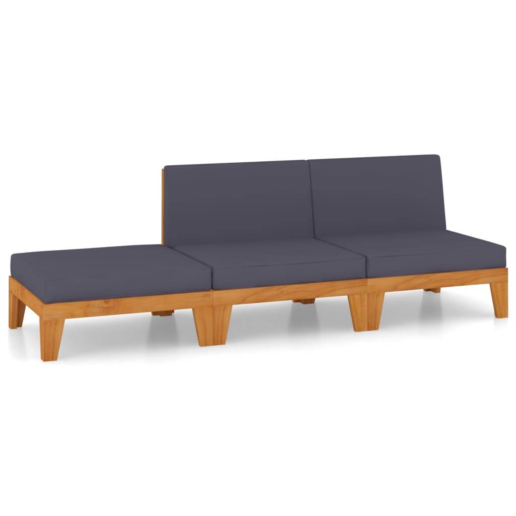 Helloshop26 - Salon de jardin meuble d'extérieur ensemble de mobilier 3 pièces avec coussins bois d'acacia solide - Image 1