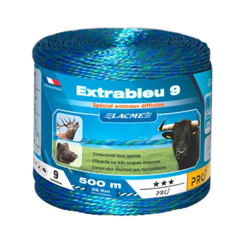 Fil Électrifiable Extrableu 9 - 500m pour Gros Animaux - Cuivre/Inox - Image 1
