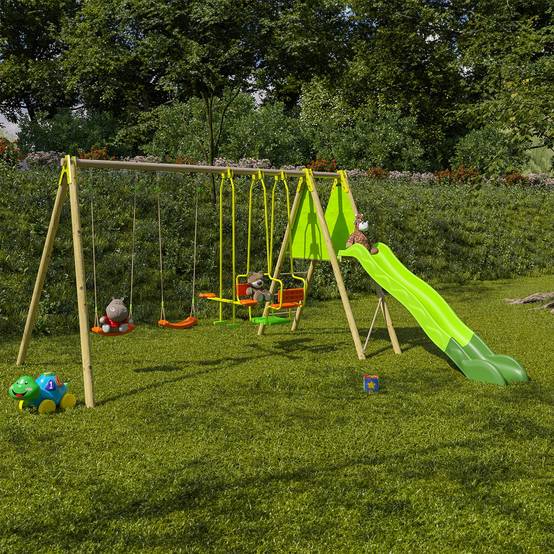 Trigano Jardin - Portique bois métal Kaheco 2,30 m 8 enfants Trigano - Image 6