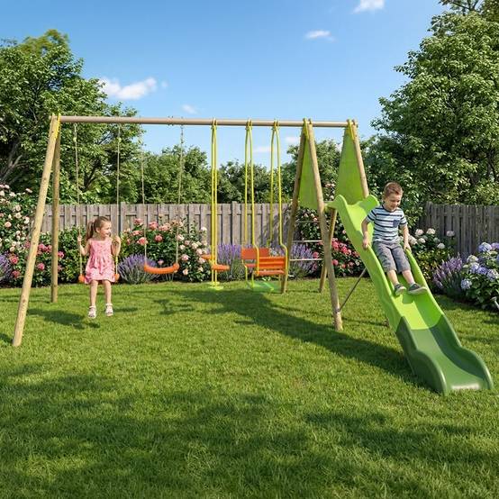 Trigano Jardin - Portique bois métal Kaheco 2,30 m 8 enfants Trigano - Image 2