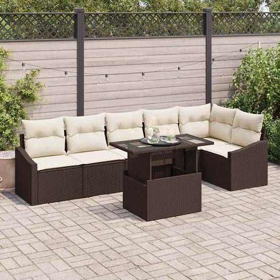 ComfortXL - Canapé Extérieur XXL 7 Places Résine Tressée Modulable pour Grandes Terrasses Marron – ComfortXL Outdoor Living - Image 1