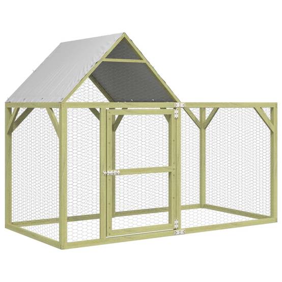 Poulailler Bois Pin Massif Enclos Extérieur Volailles Toit Étanche 200x100x150cm Brun - ComfortXL Outdoor Living - Image 2