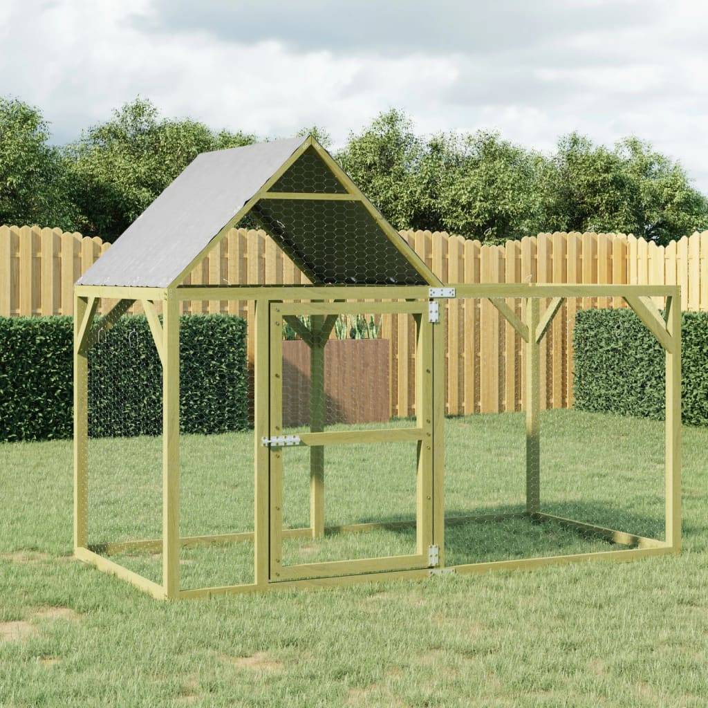 Poulailler Bois Pin Massif Enclos Extérieur Volailles Toit Étanche 200x100x150cm Brun - ComfortXL Outdoor Living - Image 1