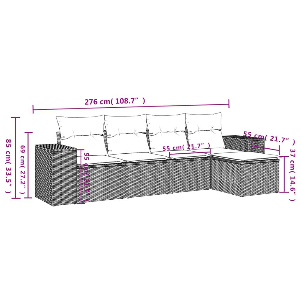 Vidaxl - Salon de jardin 5 pcs avec coussins noir résine tressée vidaXL 3222485 - Image 3